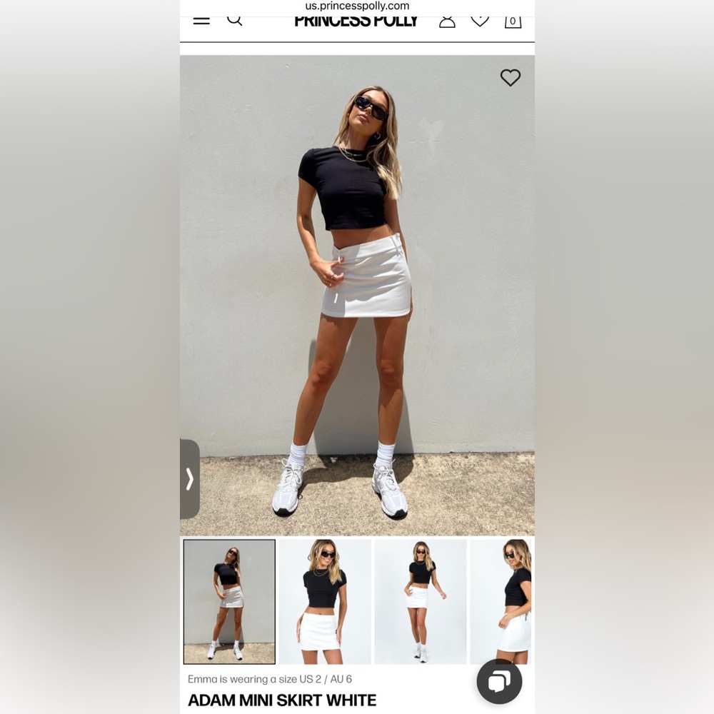 Princess Polly Adam Mini White Skirt